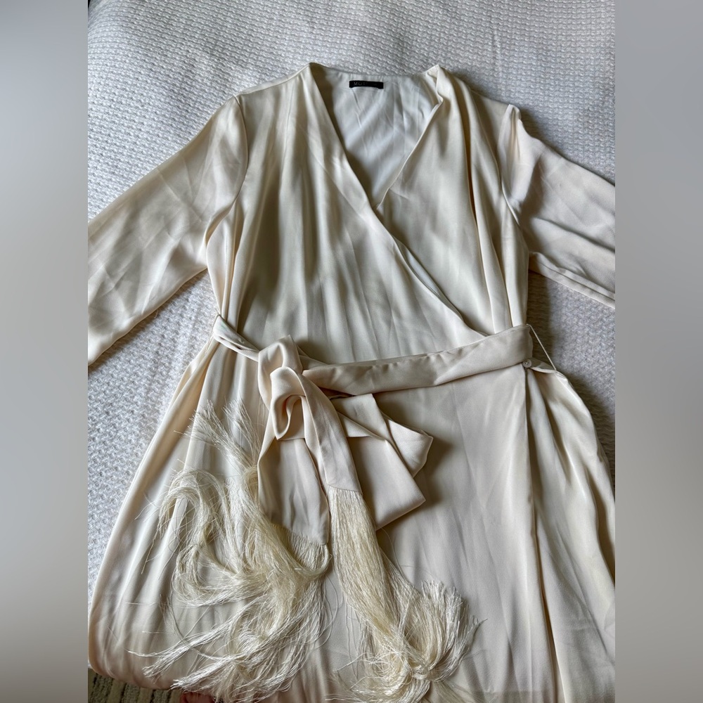 MOTF | NWT Belted Satin Fringe-Hem Dress - Picture 8 of 10